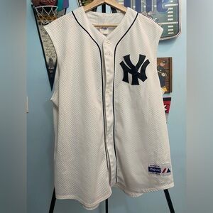 Vintage 90s Majestic New York Yankees Sleeveless Jersey Made In USA White Sz XL
